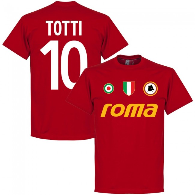 Roma Vintage Totti 10 Team T-Shirt - Tango Red_0