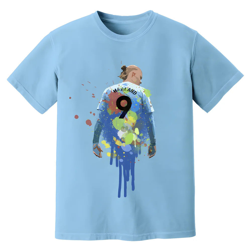 Erling Haaland Man City Art T-Shirt (Sky)_1