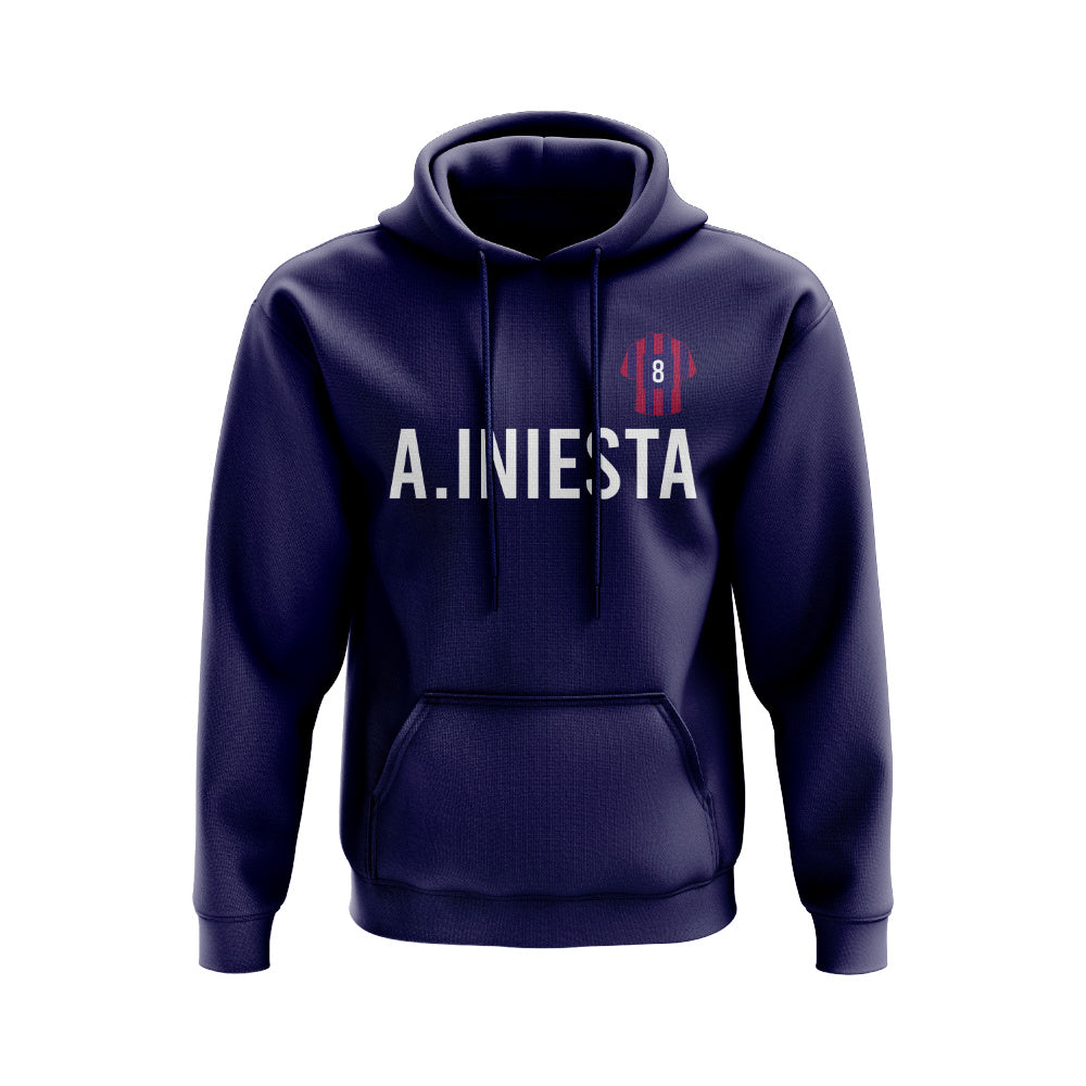 Andres Iniesta Barcelona Number Hoody (Navy)_1