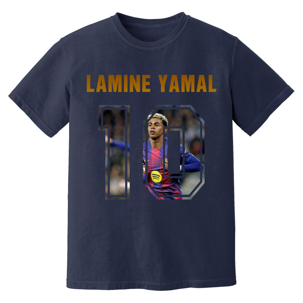 Lamine Yamal Barcelona Name And Number T-Shirt (Navy)_1