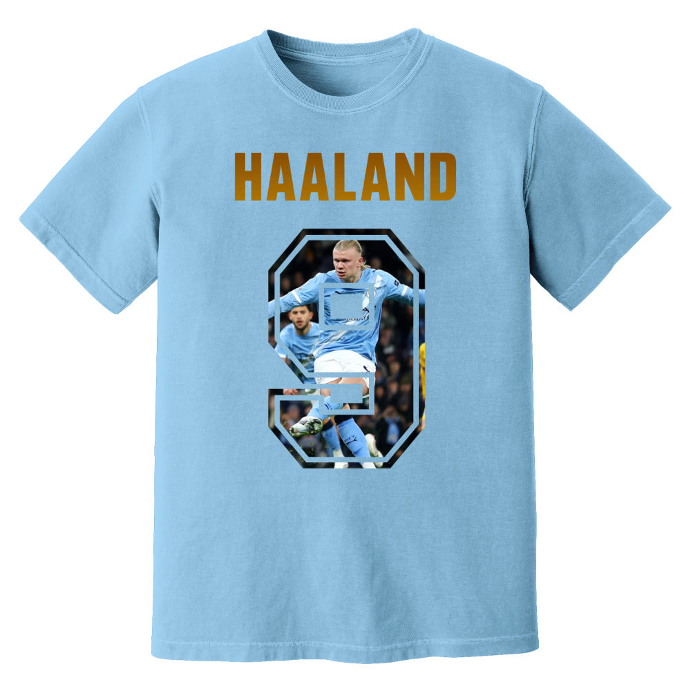 Erling Haaland Man City Name And Number T-Shirt (Sky)_0