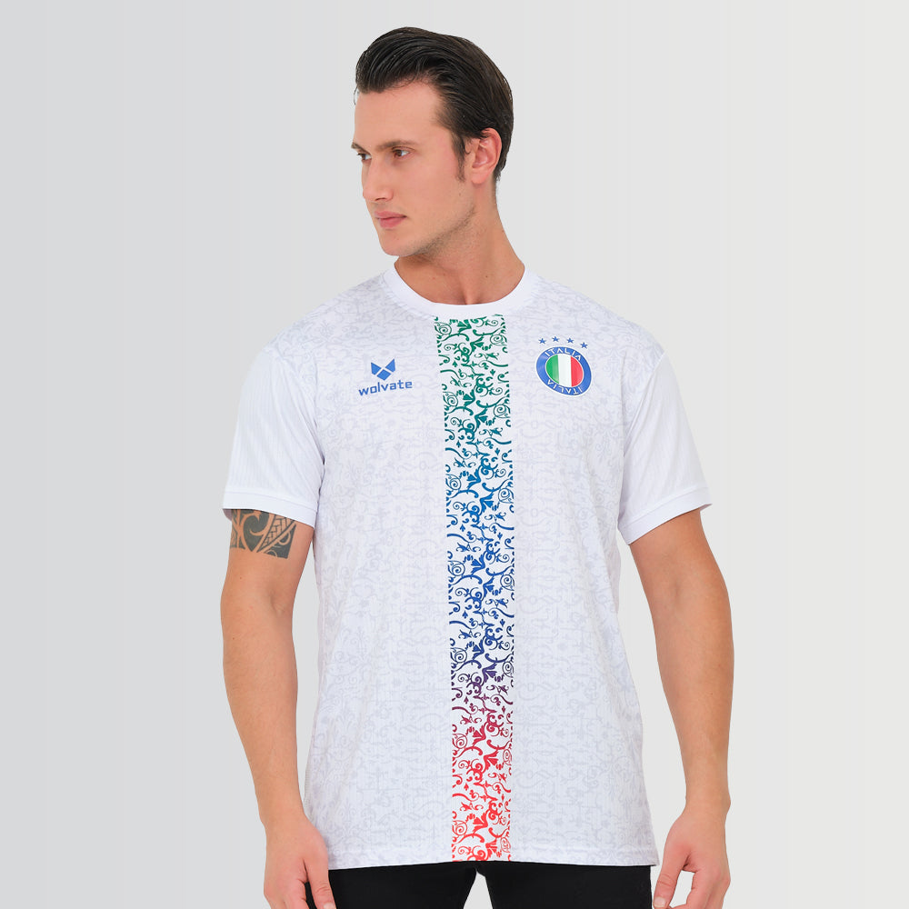 Italy Legacy Football Jersey White (Wolvate) kids Kids Short Sleeve_0