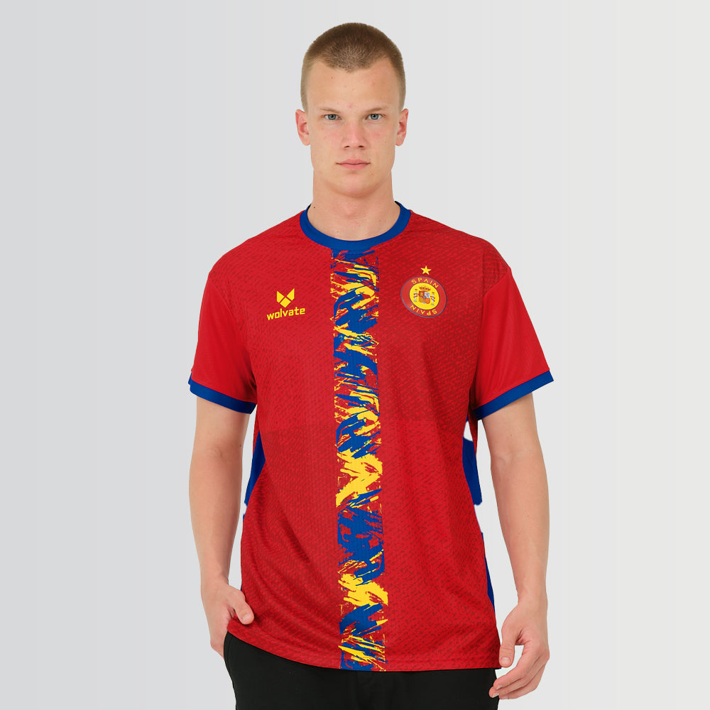 Spain Legacy Football Jersey Red (Wolvate) Kids Short Sleeve_0