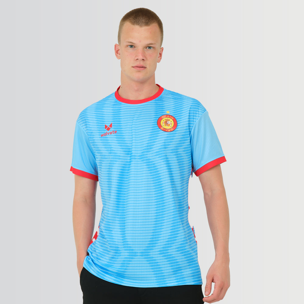 Spain Legacy Football Jersey Blue (Wolvate) Kids Short Sleeve_0