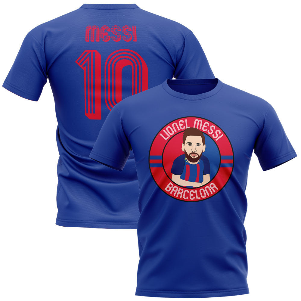 Lionel Messi Barcelona Illustration T-Shirt (Blue)_0