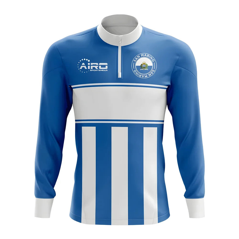 San Marino Concept Football Half Zip Midlayer Top (Blue-White)_1