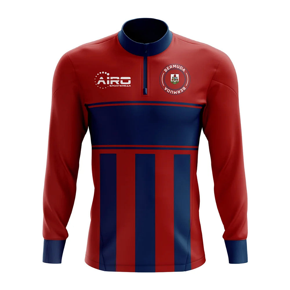 Bermuda Concept Football Half Zip Midlayer Top (Red-Blue)_1