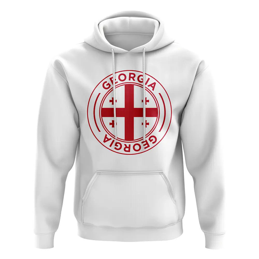 Georgia Football Badge Hoodie (White)_1