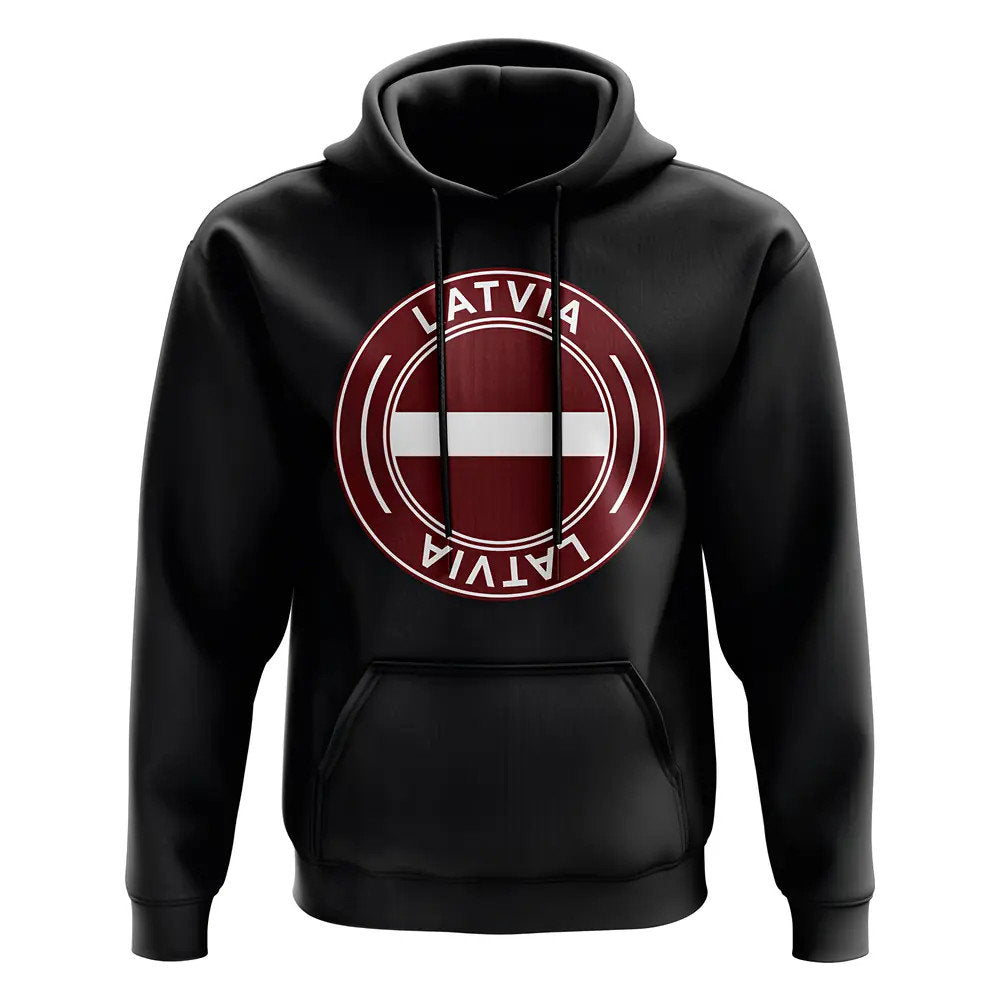 Latvia Football Badge Hoodie (Black)_0