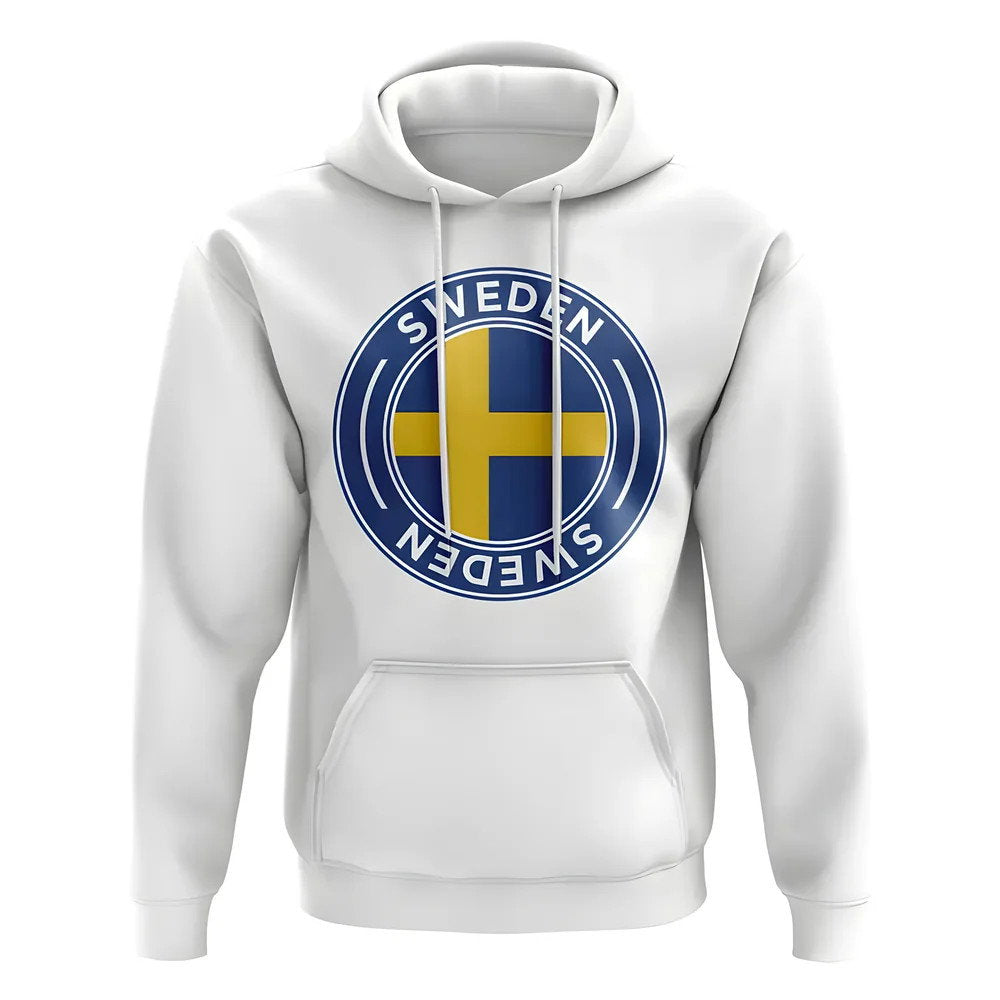 Sweden Football Badge Hoodie (White)_1