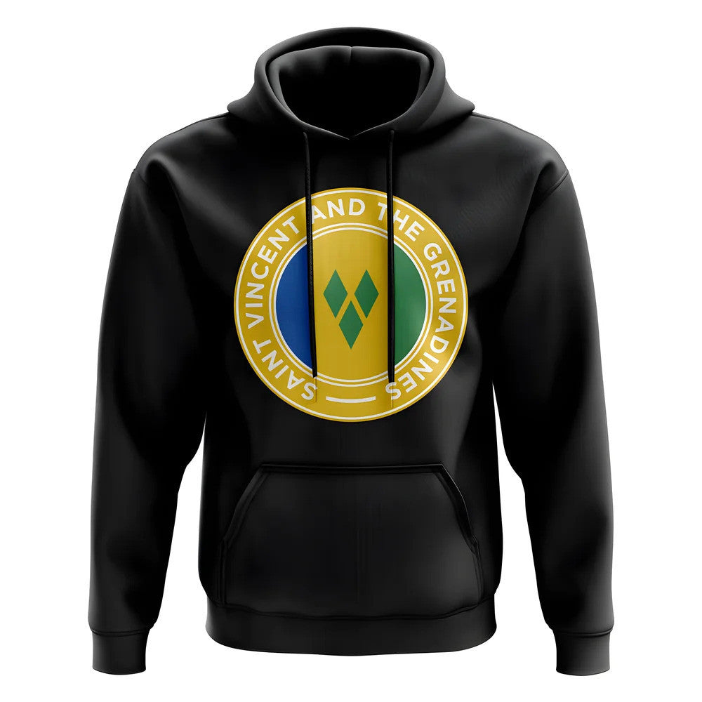 Saint Vincent and The Grenadines Football Badge Hoodie (Black)_1