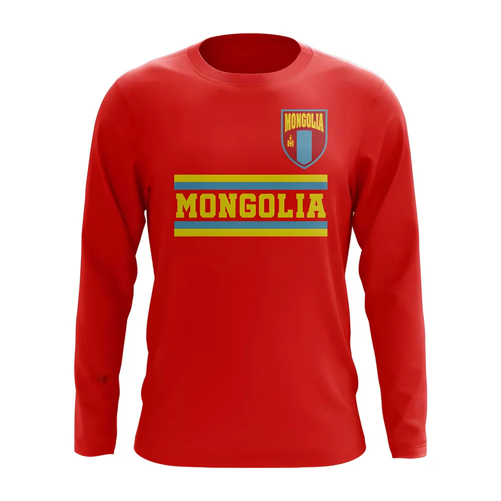 Mongolia Core Football Country Long Sleeve T-Shirt (Red)_0