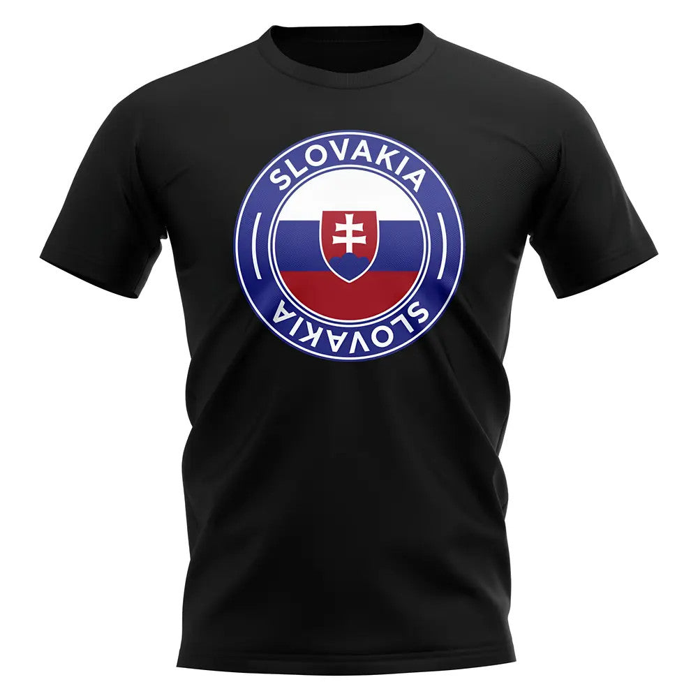 Slovakia Football Badge T-Shirt (Black)_1