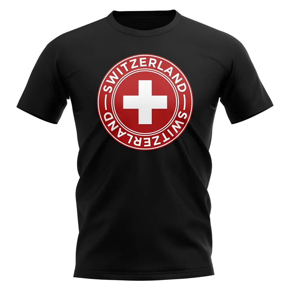 Switzerland Football Badge T-Shirt (Black)_1