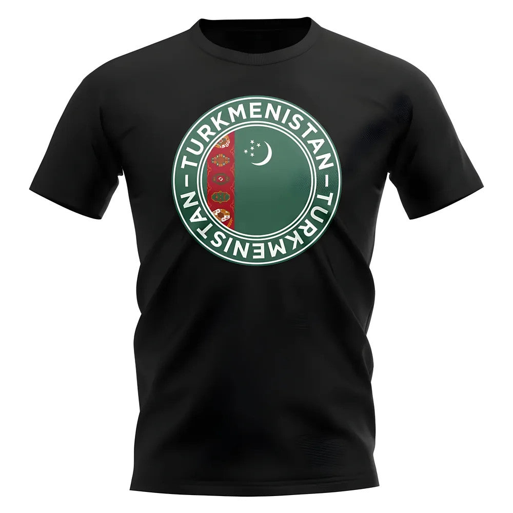 Turkmenistan Football Badge T-Shirt (Black)_0