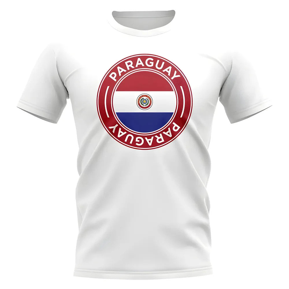 Paraguay Football Badge T-Shirt (White)_0