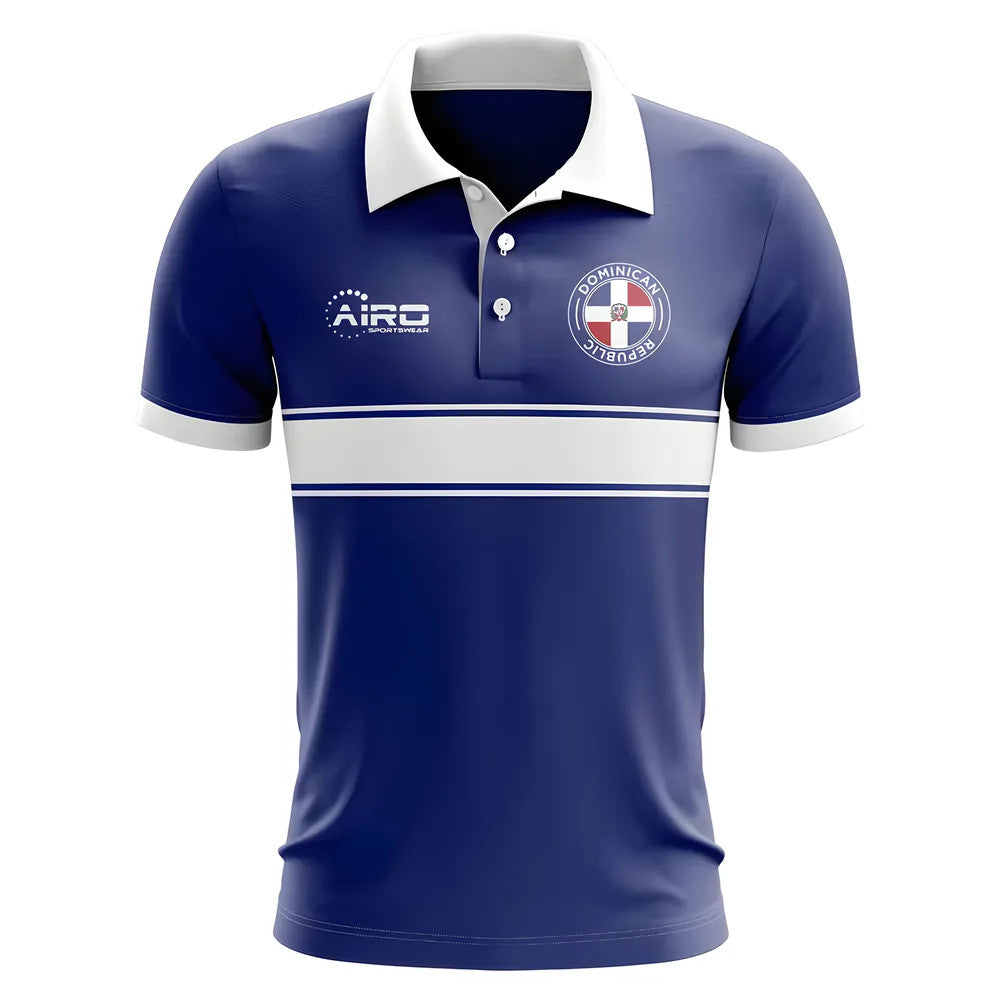 Dominican Republic Concept Stripe Polo Shirt (Blue) - Kids_0