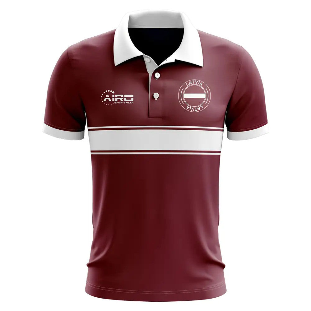 Latvia Concept Stripe Polo Shirt (Maroon) - Kids_0