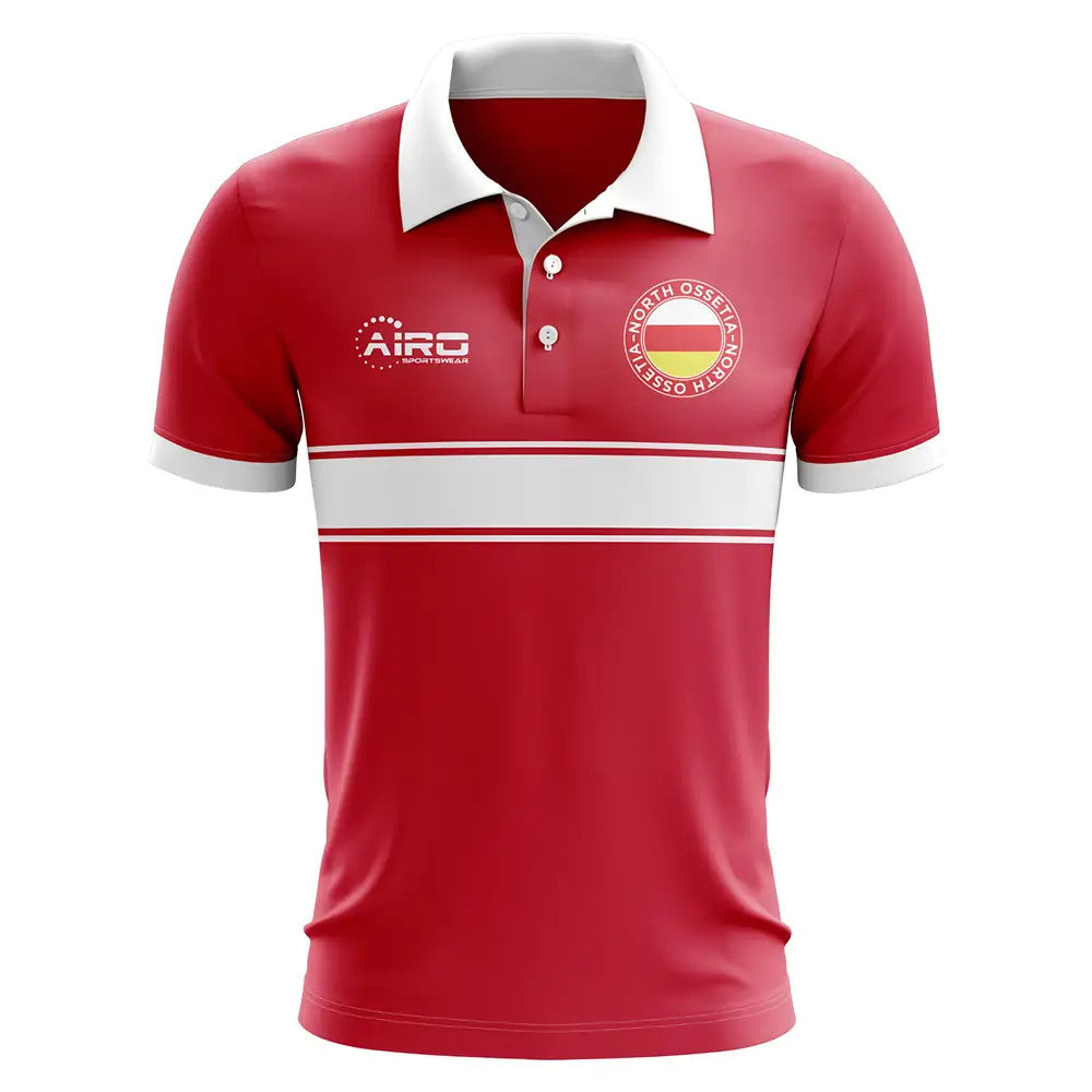 North Ossetia Concept Stripe Polo Shirt (Red) - Kids_0