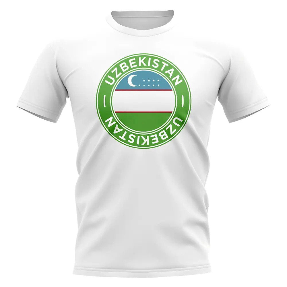 Uzbekistan Football Badge T-Shirt (White)_0