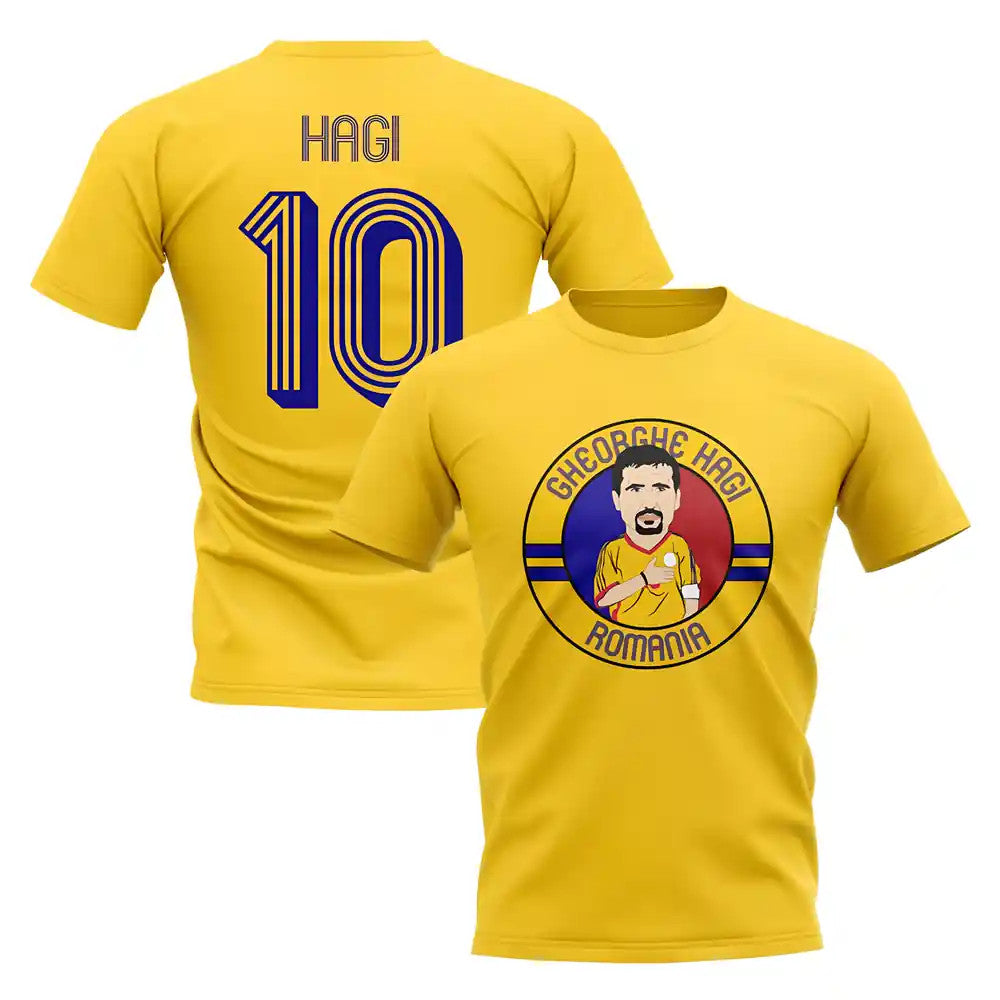 Gheorghe Hagi Romania Illustration T-Shirt (Yellow)_1