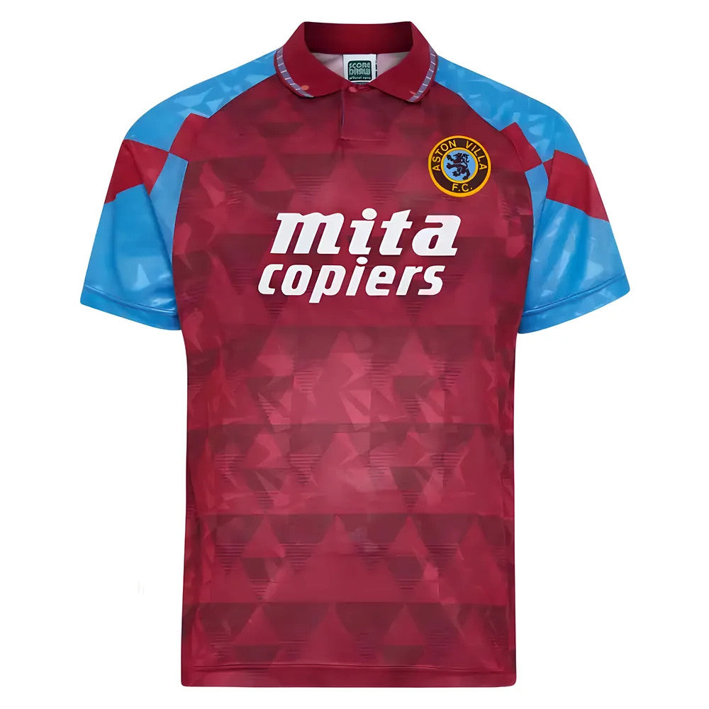 Score Draw Aston Villa 1990 Retro Football Shirt (Grealish 10)_2