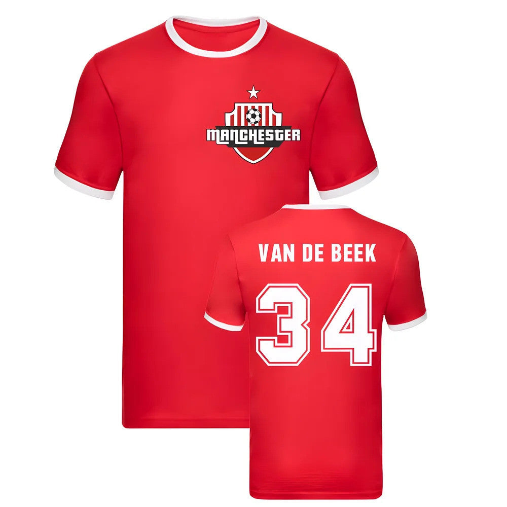 Donny Van De Beek Manchester Ringer Tee (Red)_0