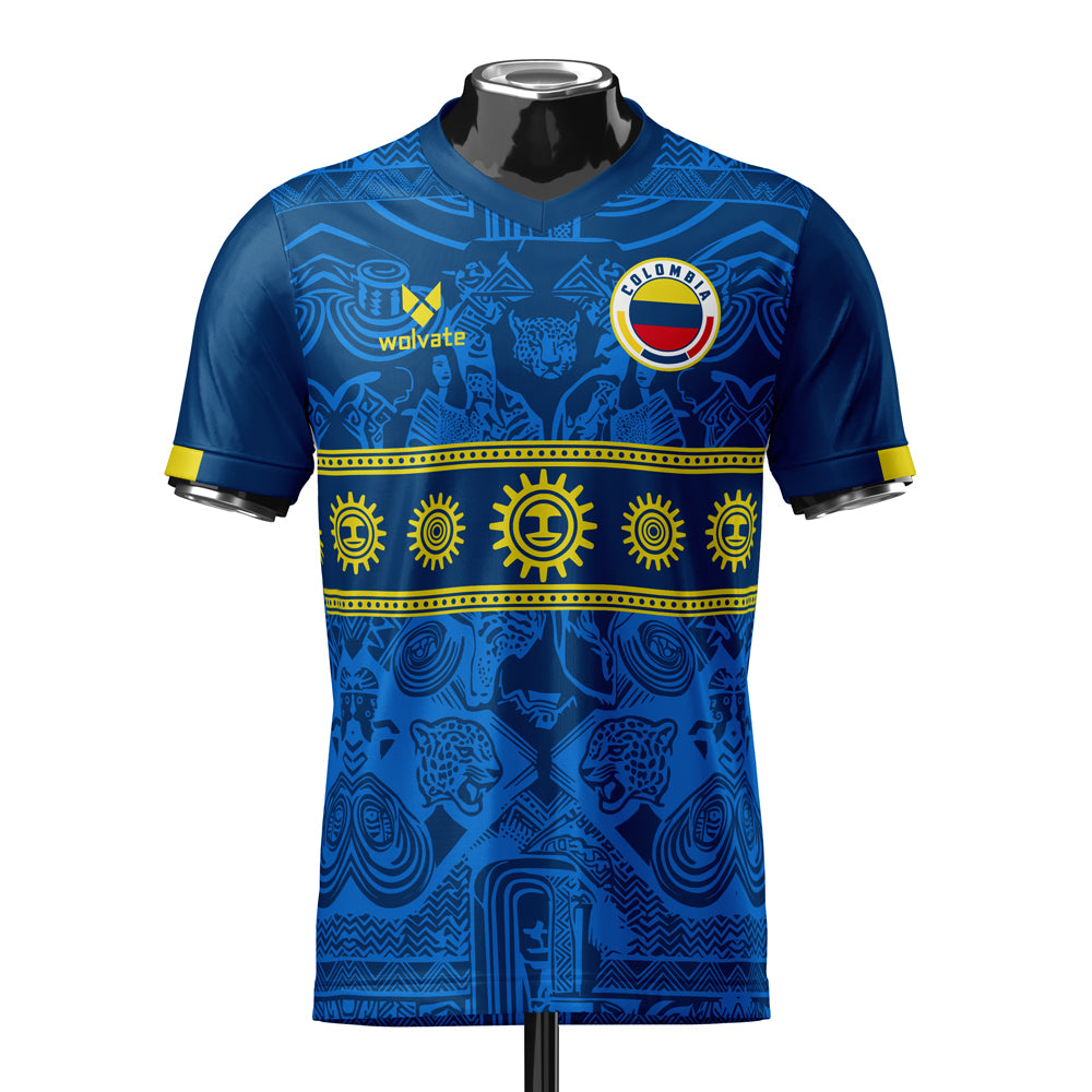 Colombia DNA Blue Concept Football Jersey (Wolvate) Kids Short Sleeve_0