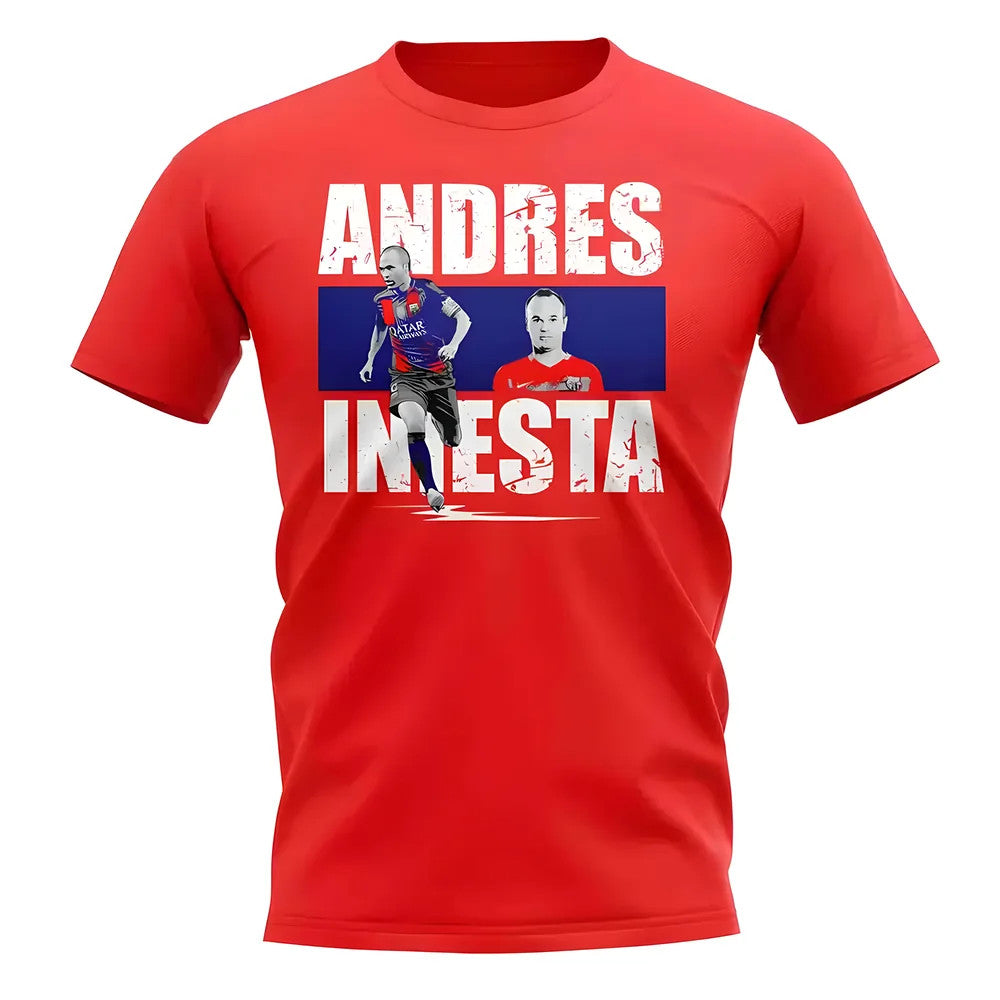 Andres Iniesta Player Collage T-Shirt (Red)_0