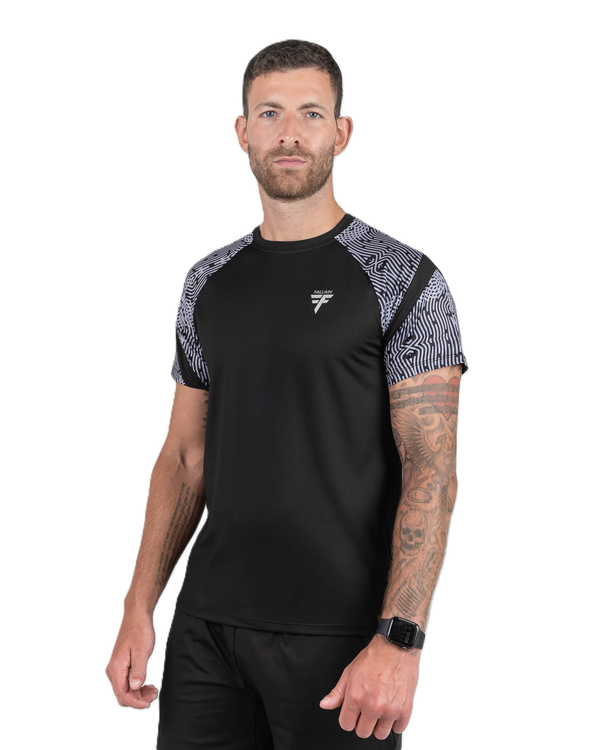 Fallain Fitness Tusail Dubh Performance T-Shirt, Black, XS-XL, Athletic Fit, Celtic-Inspired Training Tee, 90% Polyester/10% Elastane, Short Sleeve