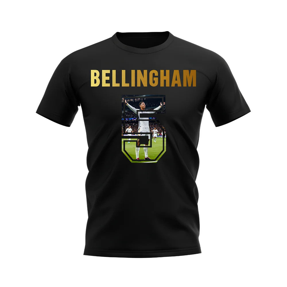 Jude Bellingham Name And Number Real Madrid T-Shirt (Black)_0