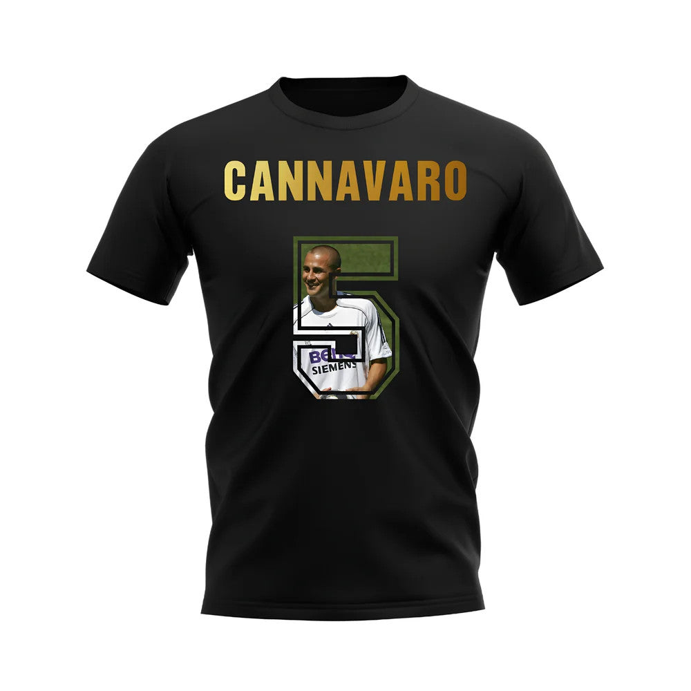 Fabio Cannavaro Name And Number Real Madrid T-Shirt (Black)_0