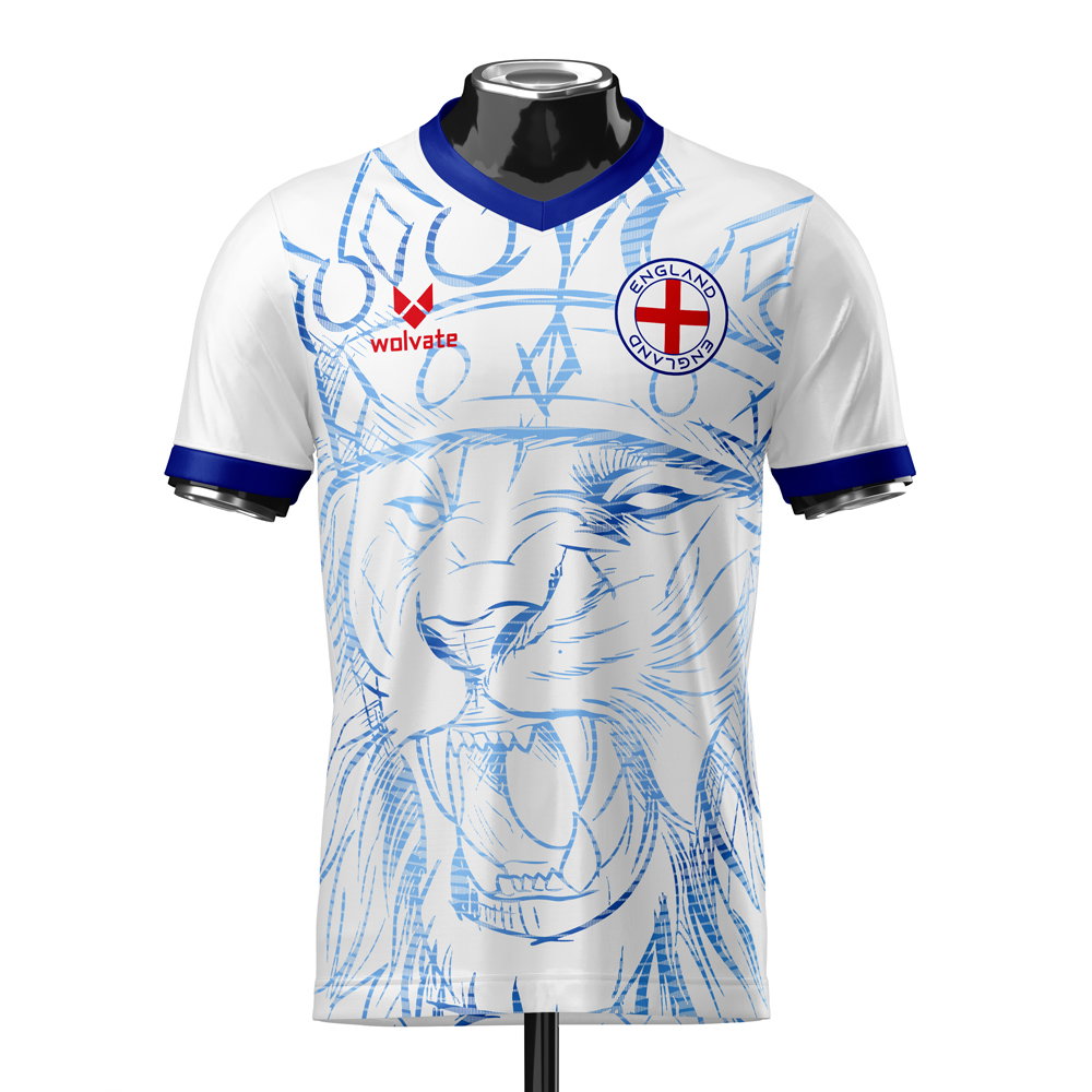 England Heritage Football Jersey White/Blue (Wolvate) Adult Short Sleeve (Mainoo 16)_2