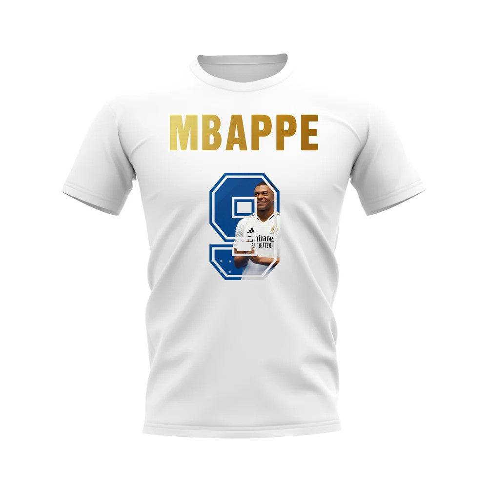Kylian Mbappe Name And Number Real Madrid T-Shirt (White)_0
