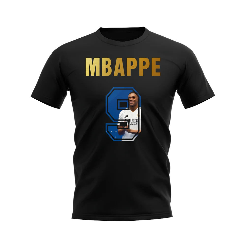 Kylian Mbappe Name And Number Real Madrid T-Shirt (Black)_0