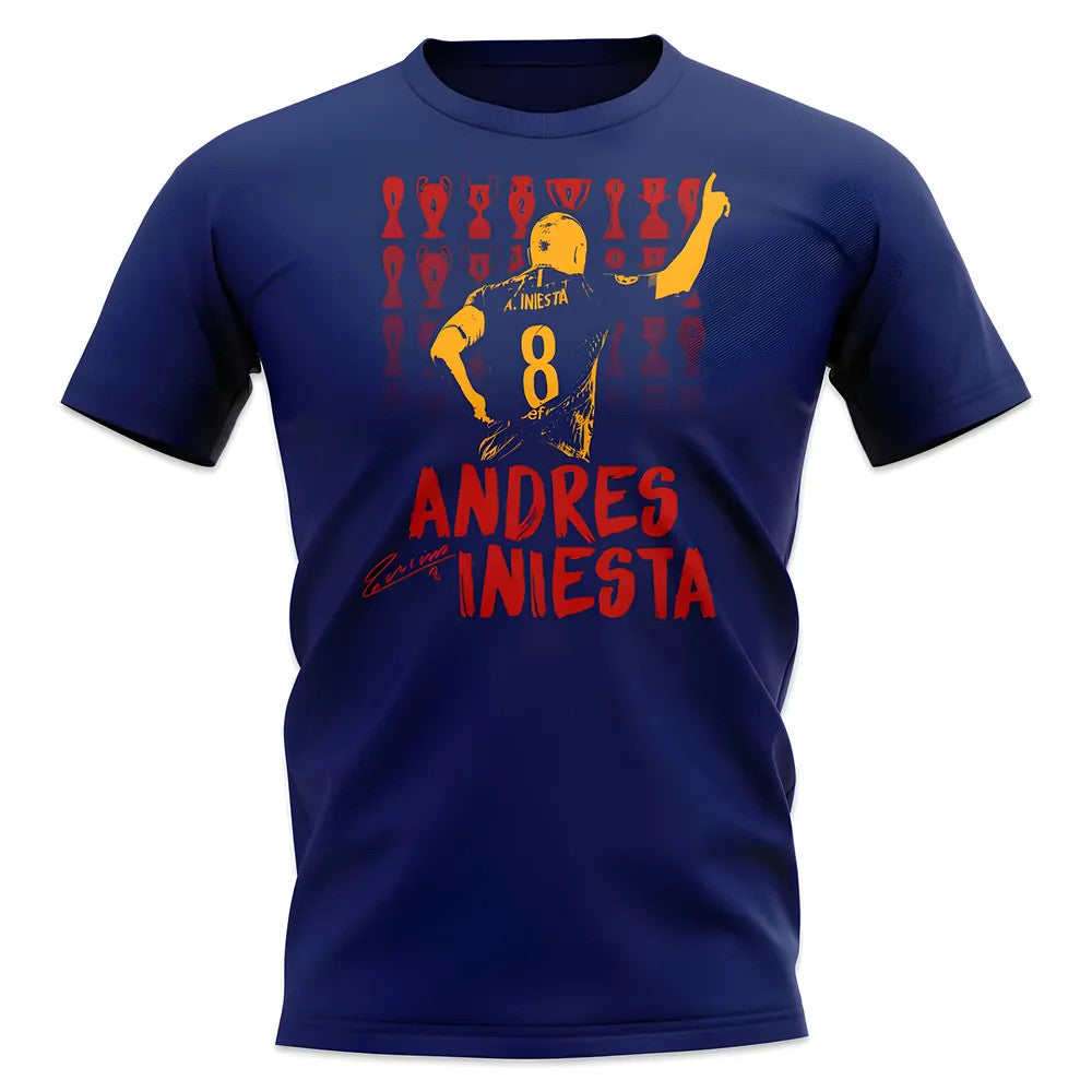 Andres Iniesta Trophy Count T-Shirt (Navy)_0