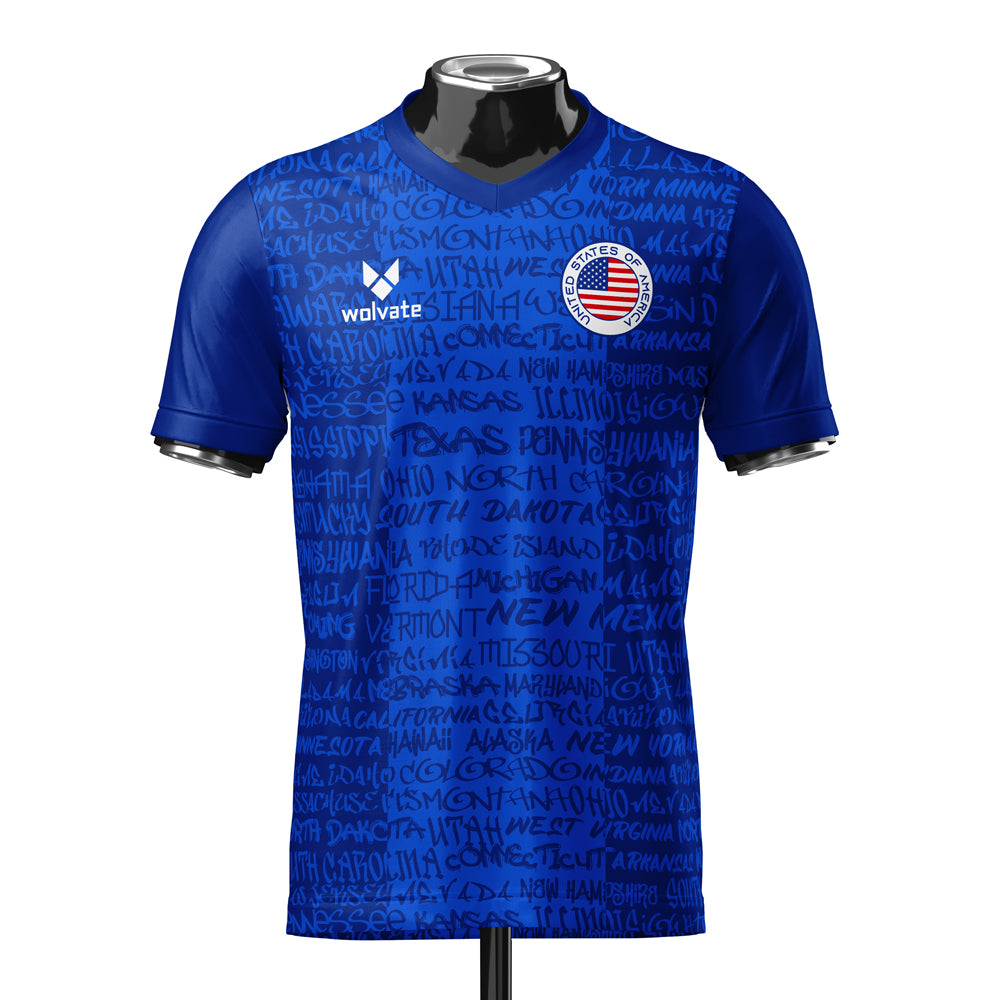 USA Heritage Football Jersey Blue (Wolvate) kids Kids Short Sleeve_0