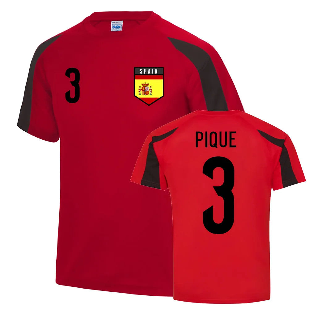Gerard Pique Spain Sports Training Jersey (Red-Black)_0