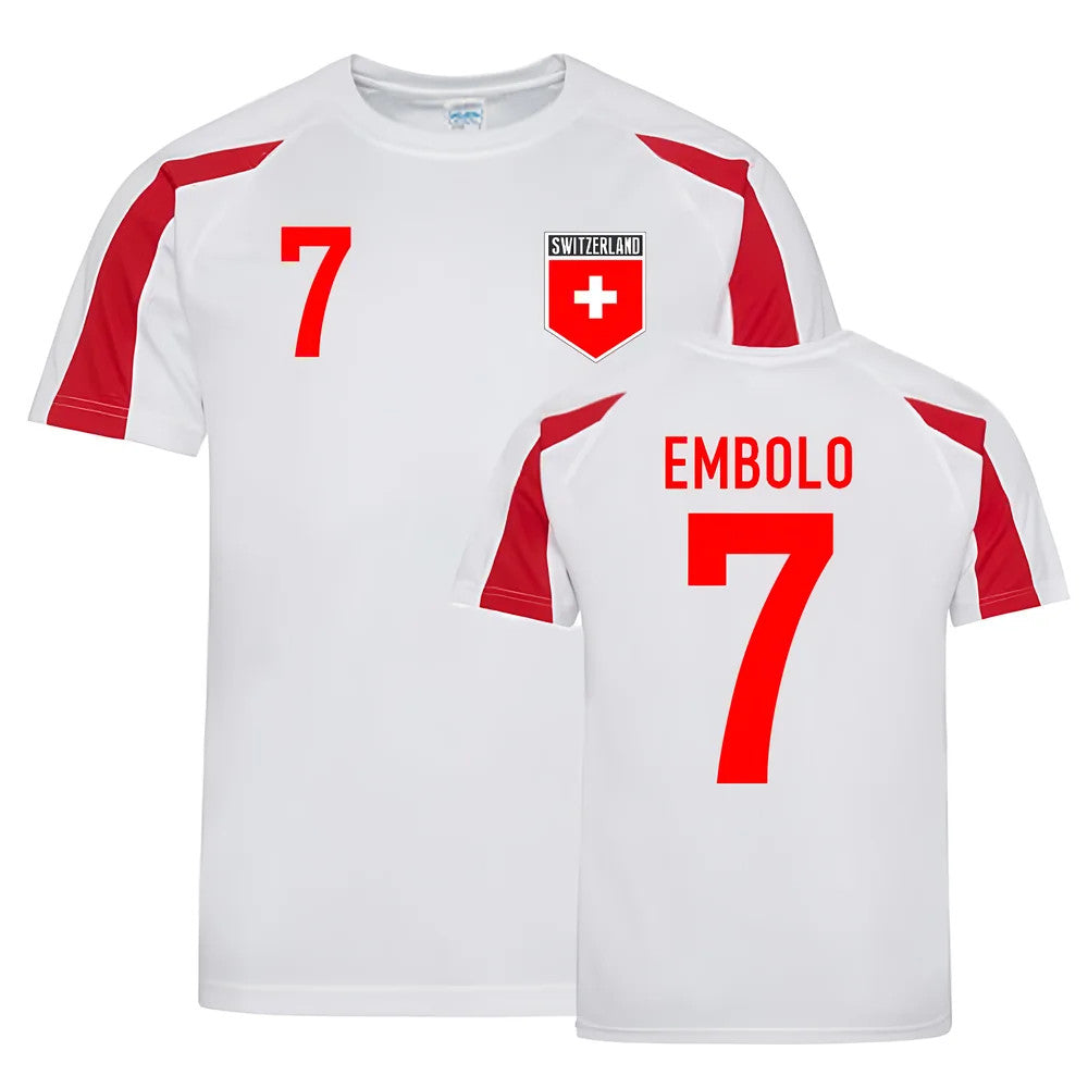 Breel Embolo Switzerland Sports Training Jersey (White-Red)_0