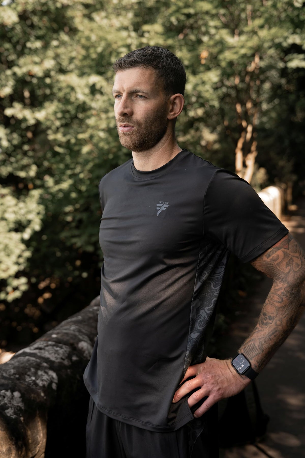 Fallain Athletic T-Shirt, Two-Tone, Performance Fit, Training, Crew Neck, Adult, 86% Polyester/14% Elastane