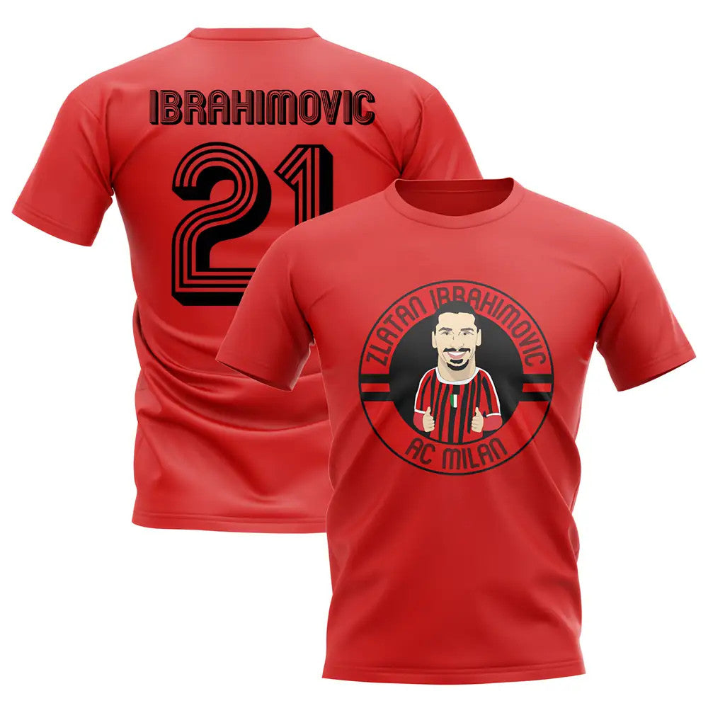 Zlatan Ibrahimovic AC Milan Illusration T-Shirt (Red)_1