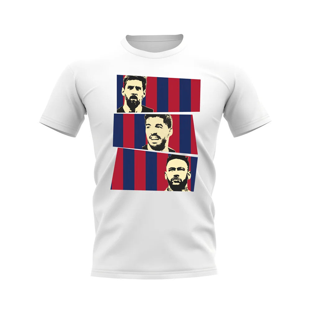 Messi Suarez Neymar MSN Barcelona Trio T-Shirt (White)_0