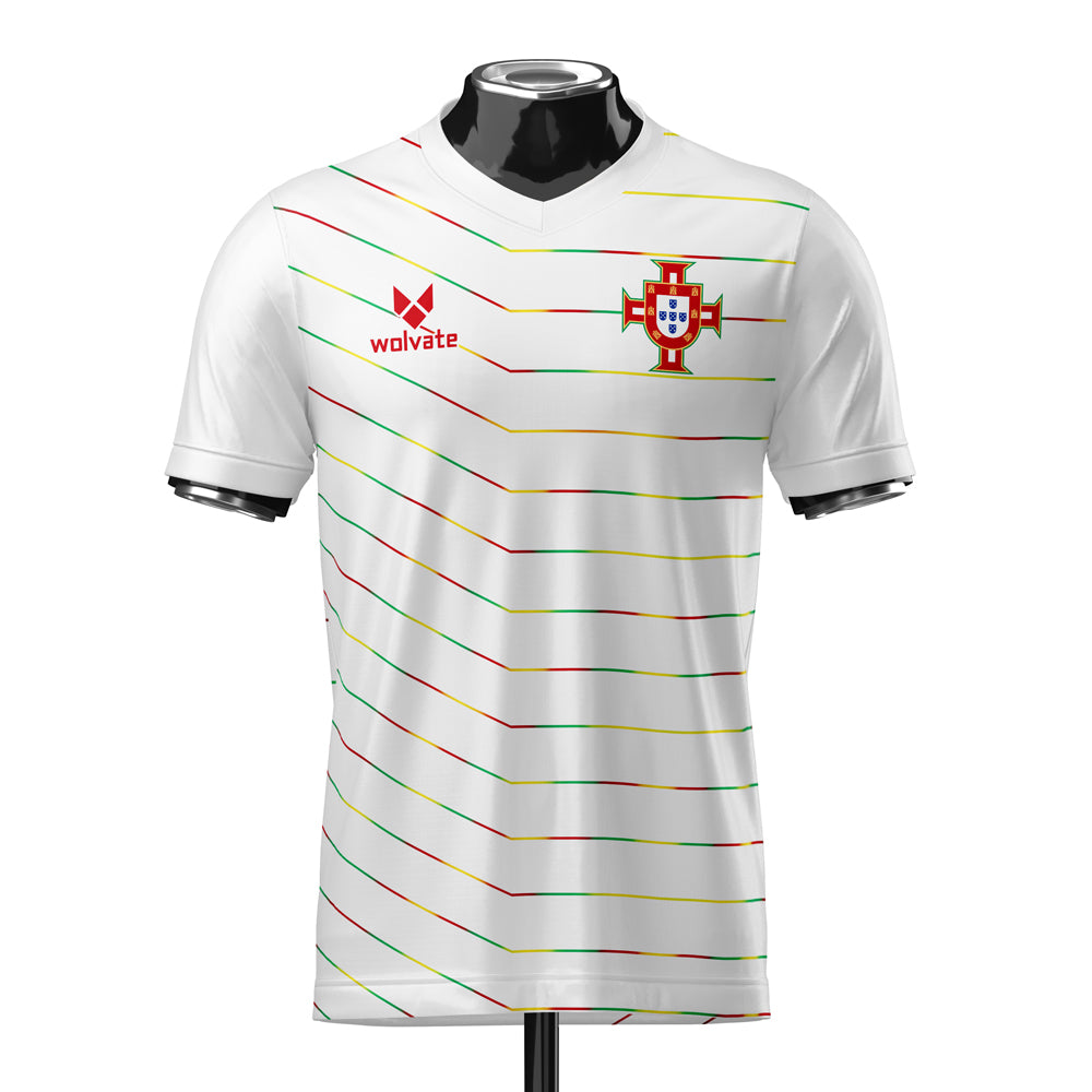 Portugal Heritage Football Jersey White (Wolvate) kids Kids Short Sleeve_0