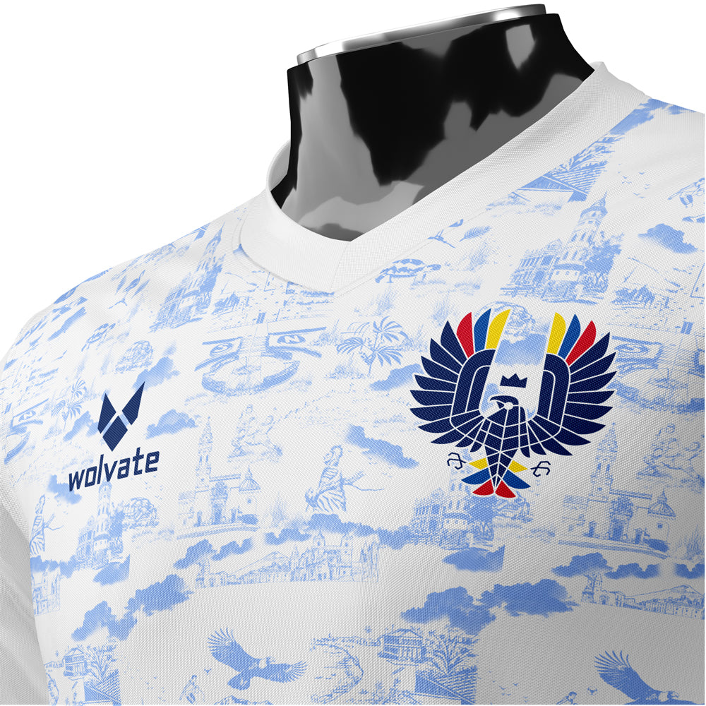 Ecuador DNA White Concept Football Jersey (Wolvate) Kids Short Sleeve_2