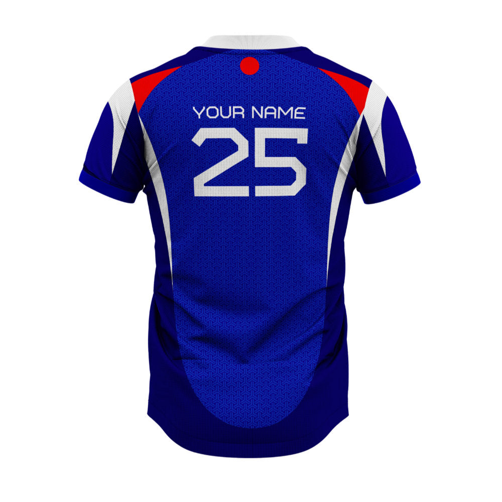 Japan Samurai Blue Home Supporter Jersey Kids Short Sleeve_1