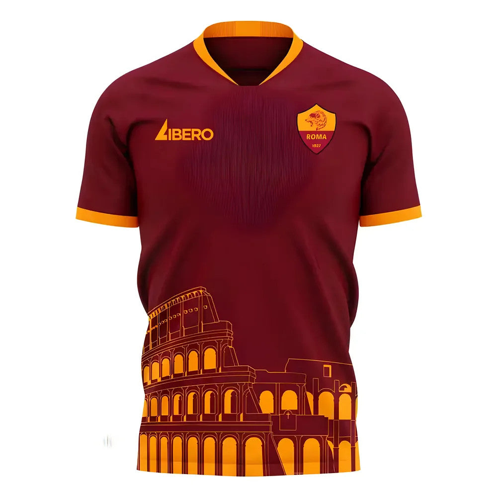 Roma 2025-2026 Home Concept Football Kit (Libero) - No Sponsor - Kids (Long Sleeve)_0