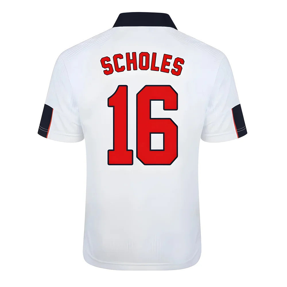 Score Draw England World Cup 1998 Home Shirt (Scholes 16)_0