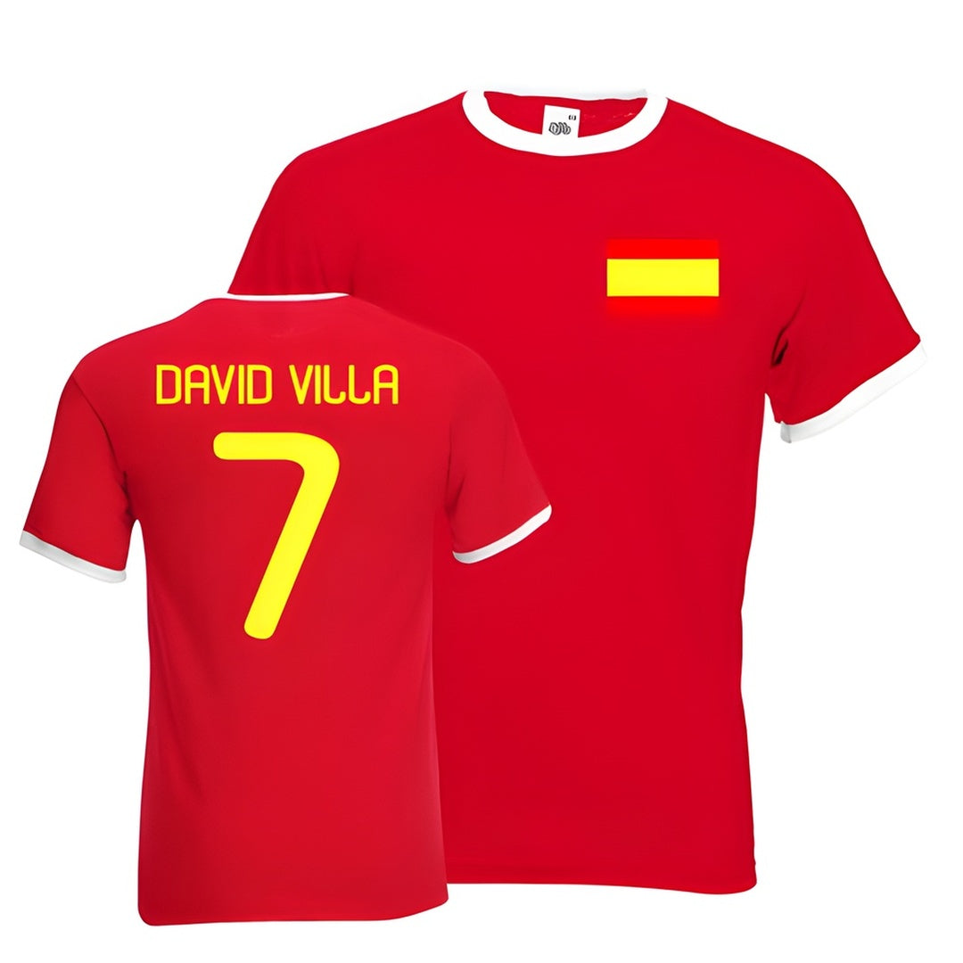 David Villa Spain Ringer Tee (red)_0