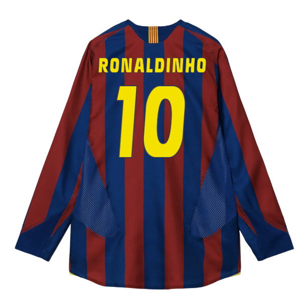 2005-2006 Barcelona T90 Reissue LS Home Shirt (Ronaldinho 10)_0