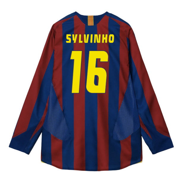 2005-2006 Barcelona T90 Reissue LS Home Shirt (Sylvinho 16)_0